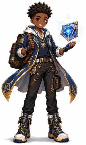 Zayne, a young adventurer holding a glowing crystal